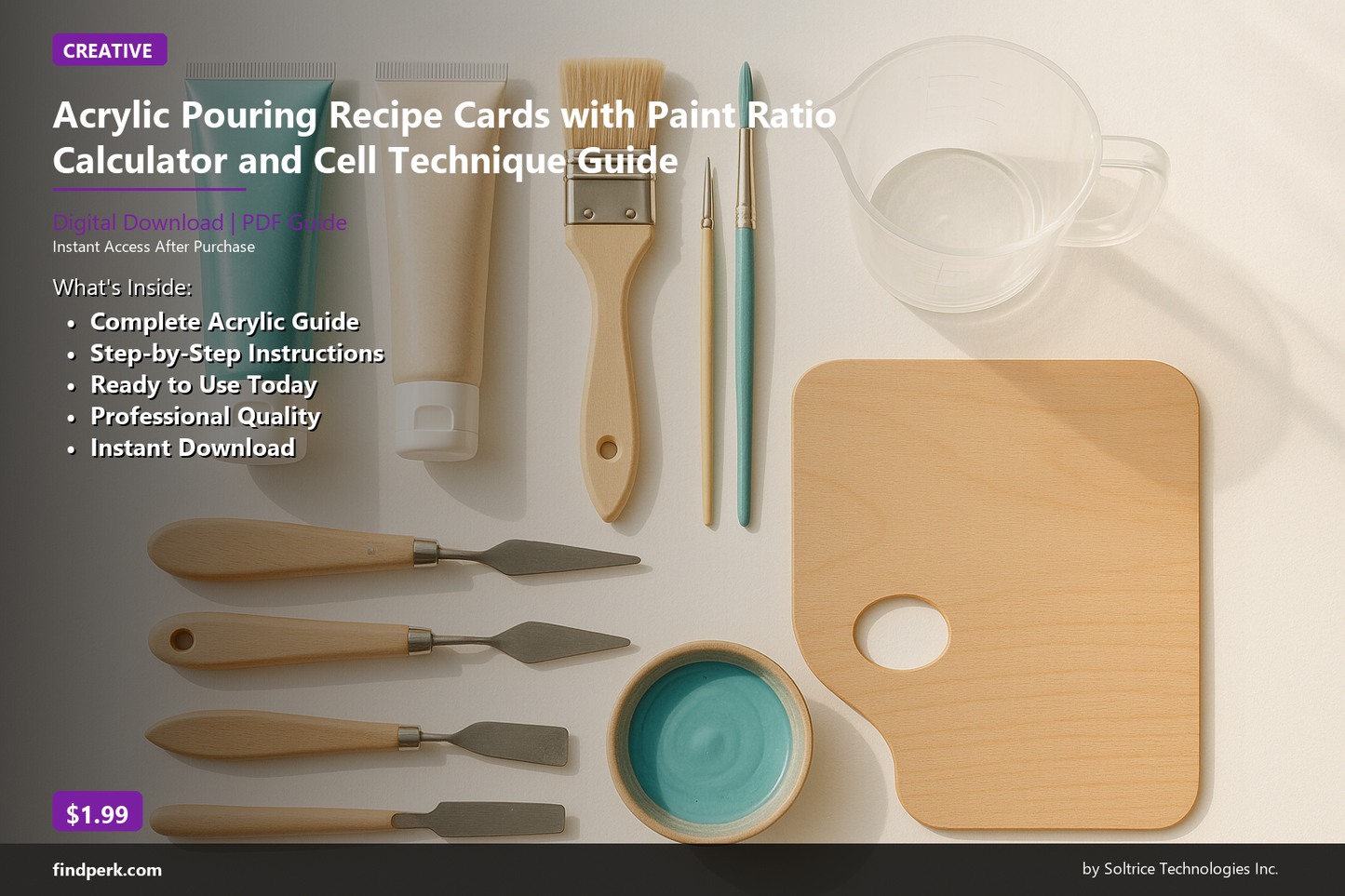 Acrylic Pouring Recipe Cards with Paint Ratio Calculator and Cell Technique Guide