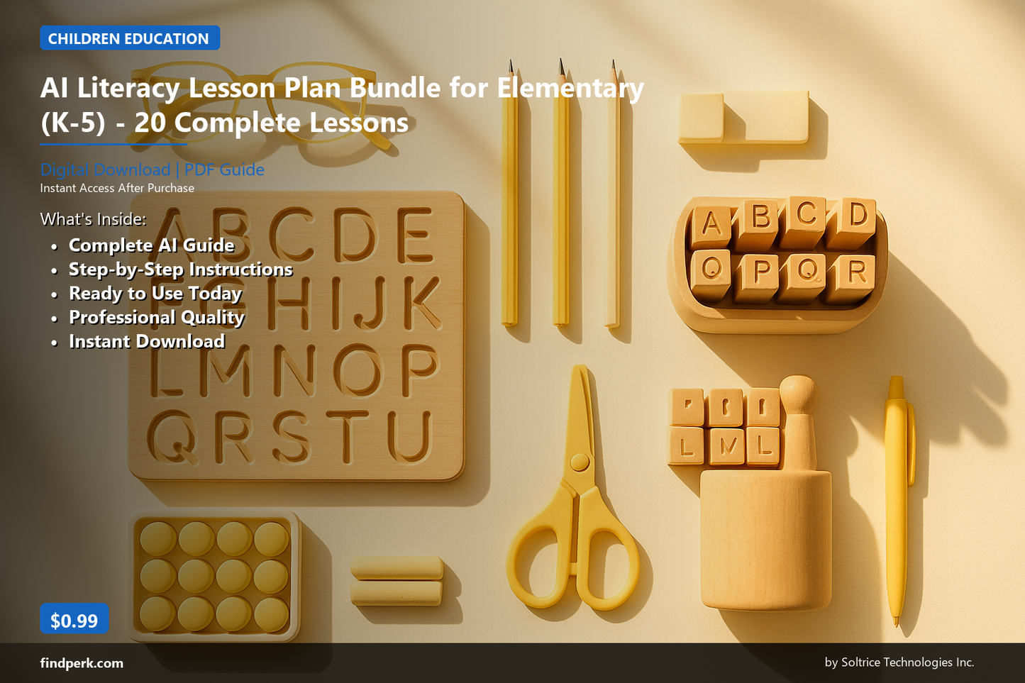 AI Literacy Lesson Plan Bundle for Elementary (K-5) - 20 Complete Lessons
