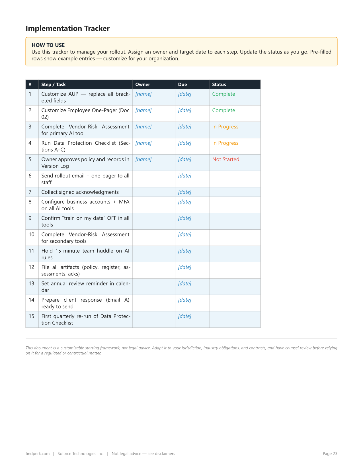 AI Policy & Governance Starter Kit - Editable AI Policy for Small Business