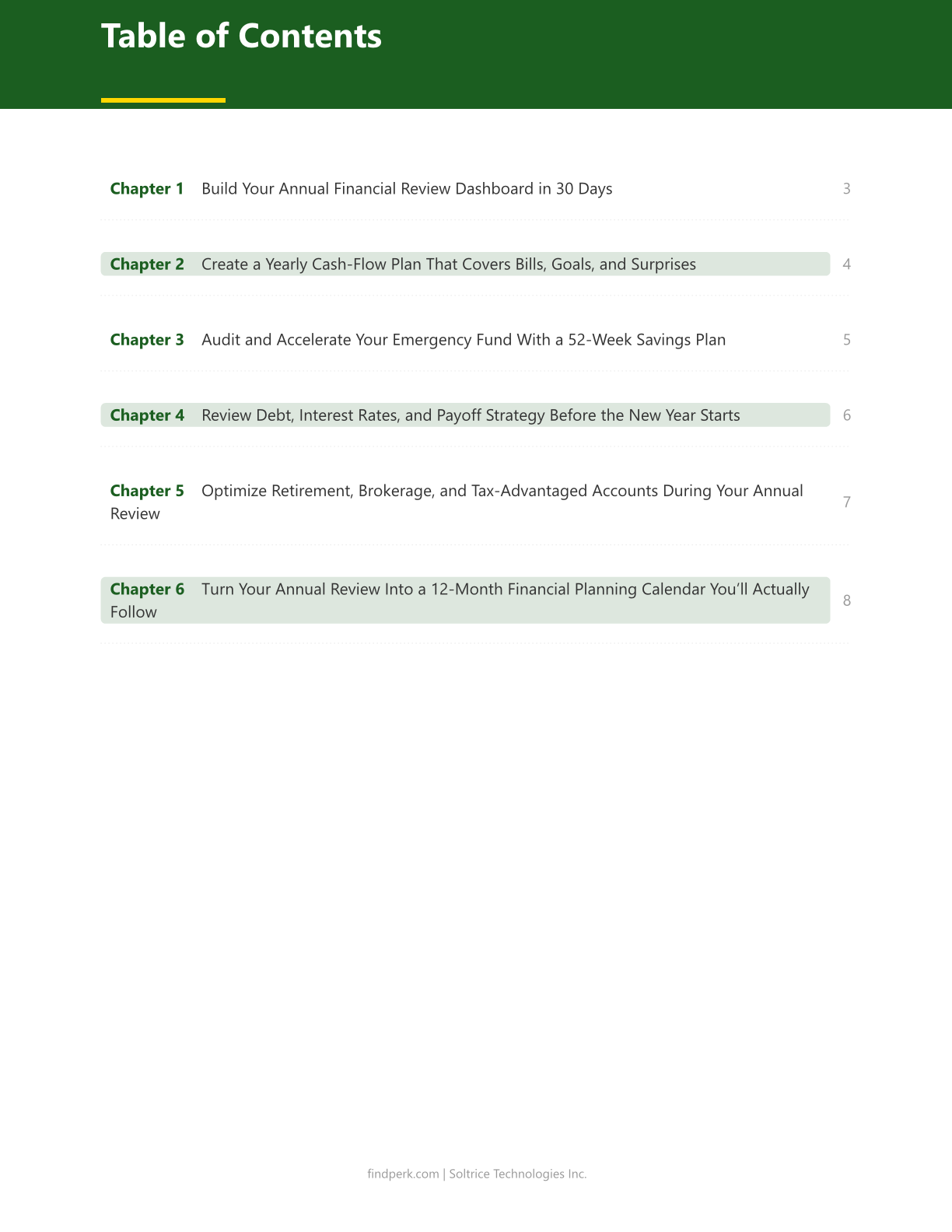 Annual Financial Review Checklist and Planning Guide