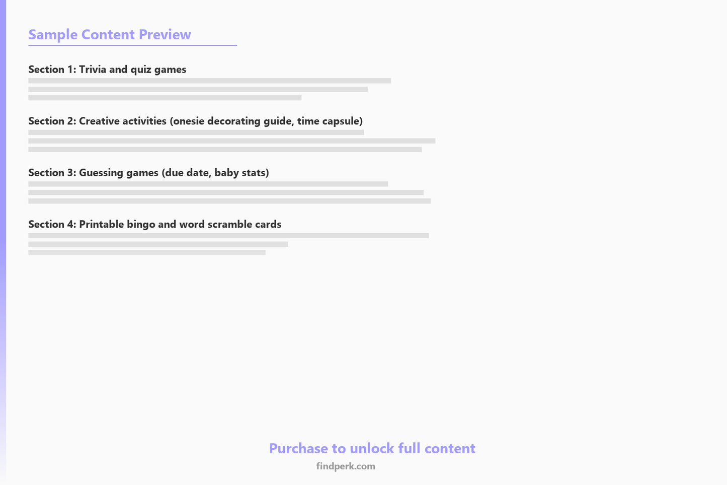 Baby Shower Game Bundle - 25 Modern Games, Printable Cards & Activity Pack - Content Preview