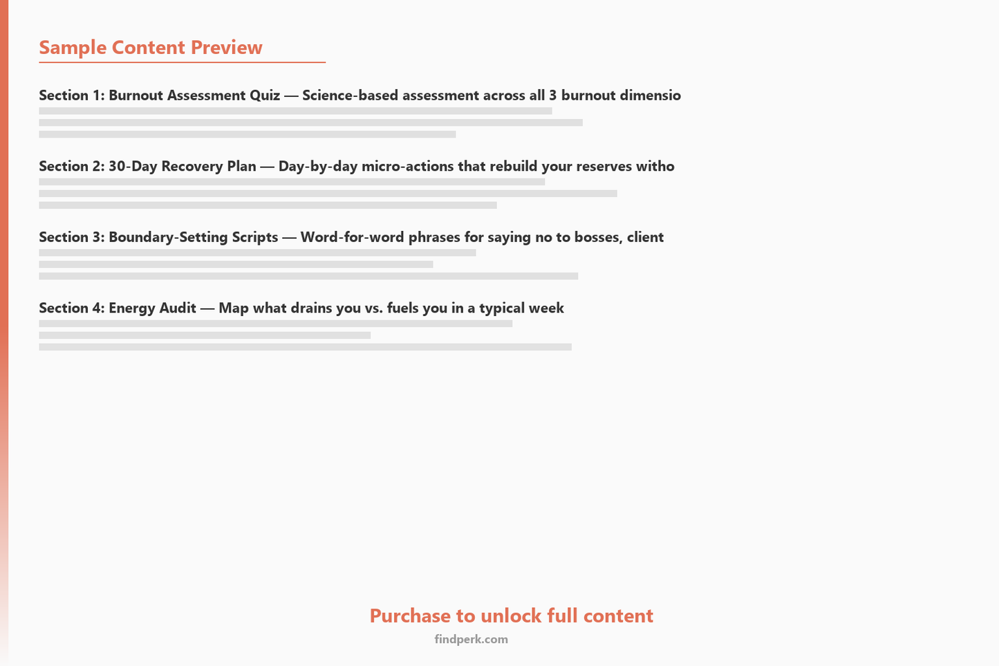 Burnout Recovery Workbook - 30-Day Restoration Plan for Overwhelmed Professionals - Content Preview