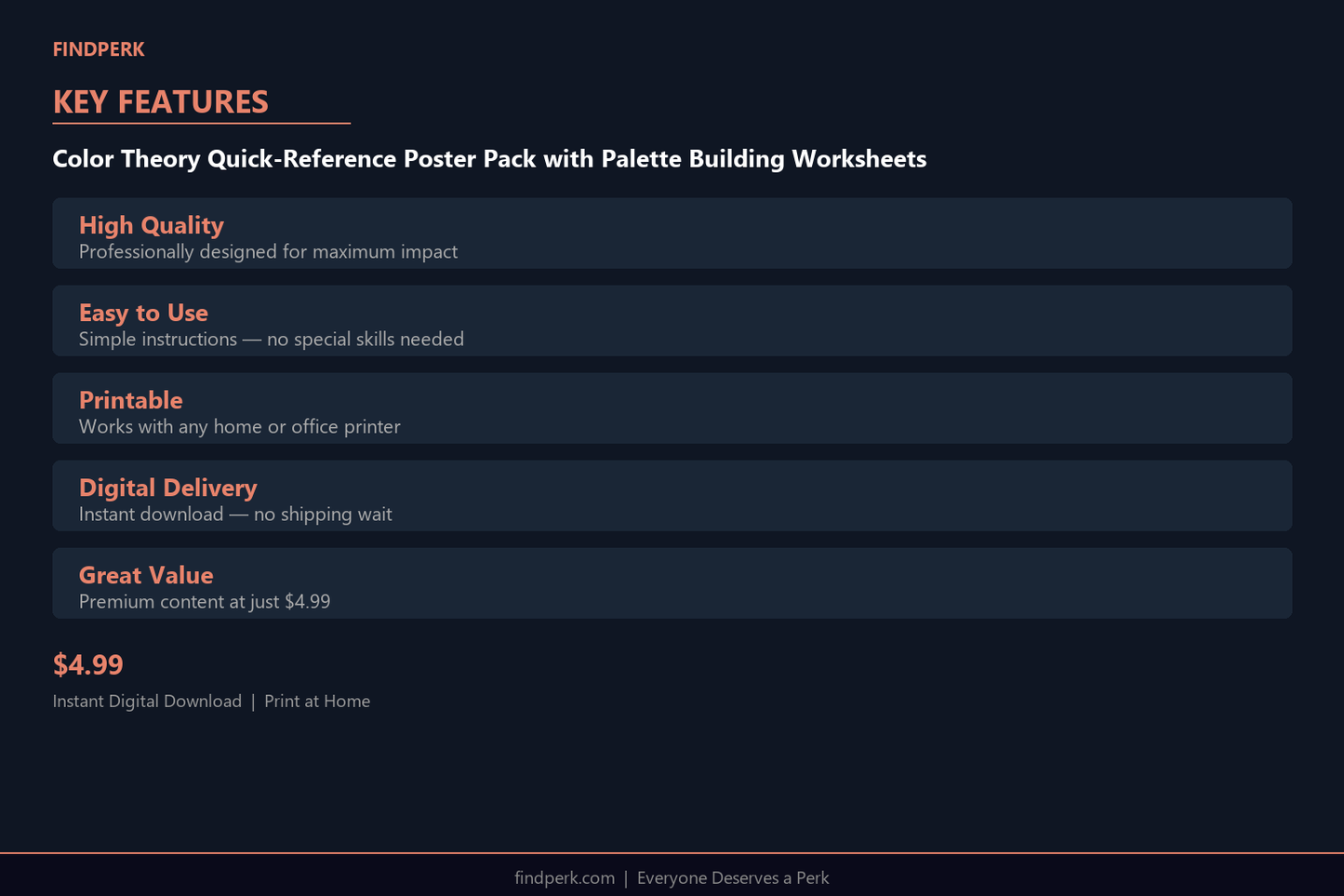 Color Theory Quick-Reference Poster Pack with Palette Building Worksheets