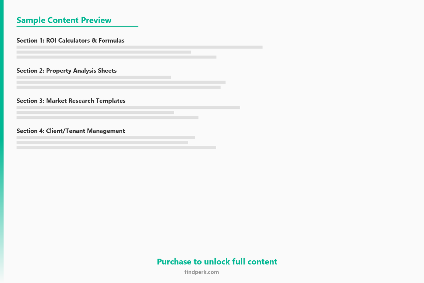 Commercial Real Estate Lease Comparison Template - Content Preview