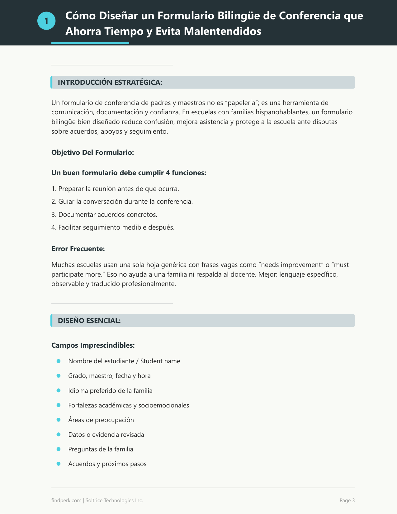 Formularios para Conferencia de Padres y Maestros (Parent-Teacher Conference Forms)