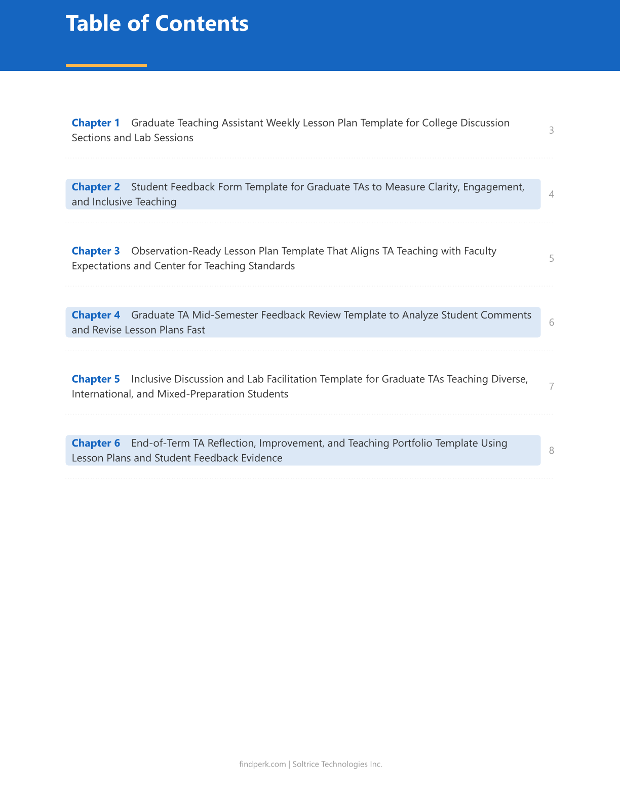 Graduate Teaching Assistant Lesson Plan Template with Student Feedback Forms