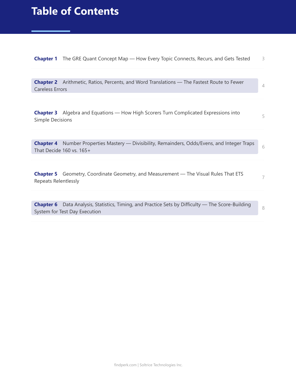 GRE Quantitative Section Concept Map with Practice Problem Sets by Difficulty