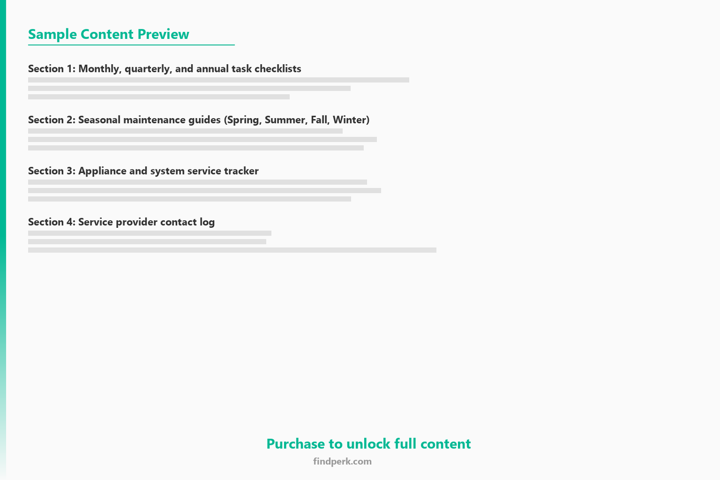 Home Maintenance Schedule - Seasonal Checklists & Service Tracker for Homeowners - Content Preview
