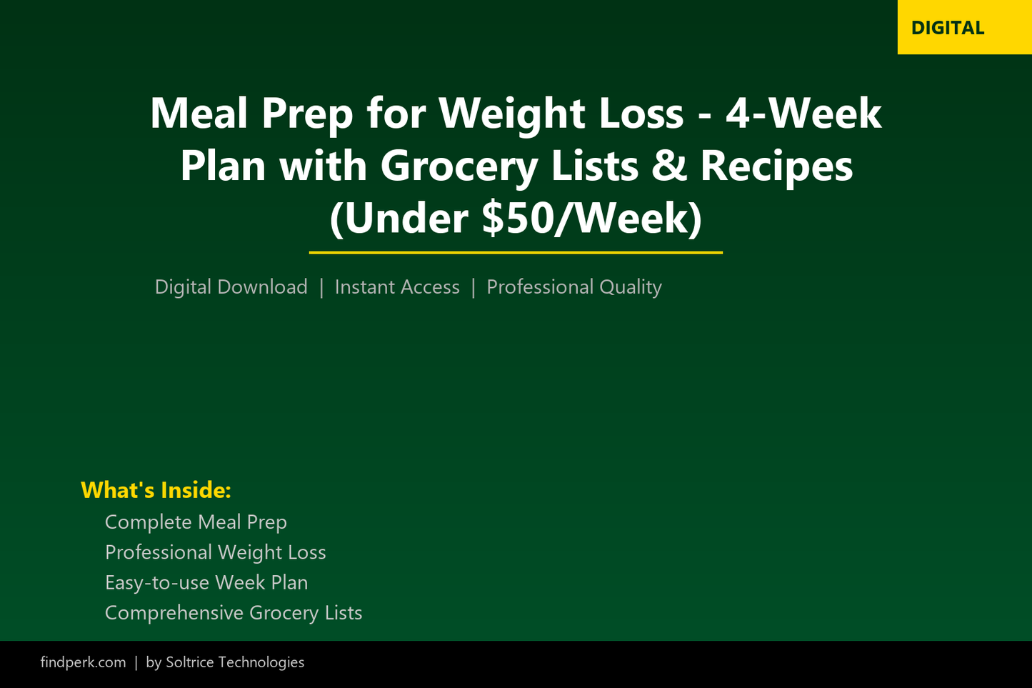 Meal Prep for Weight Loss - 4-Week Plan with Grocery Lists & Recipes (Under $50/Week)