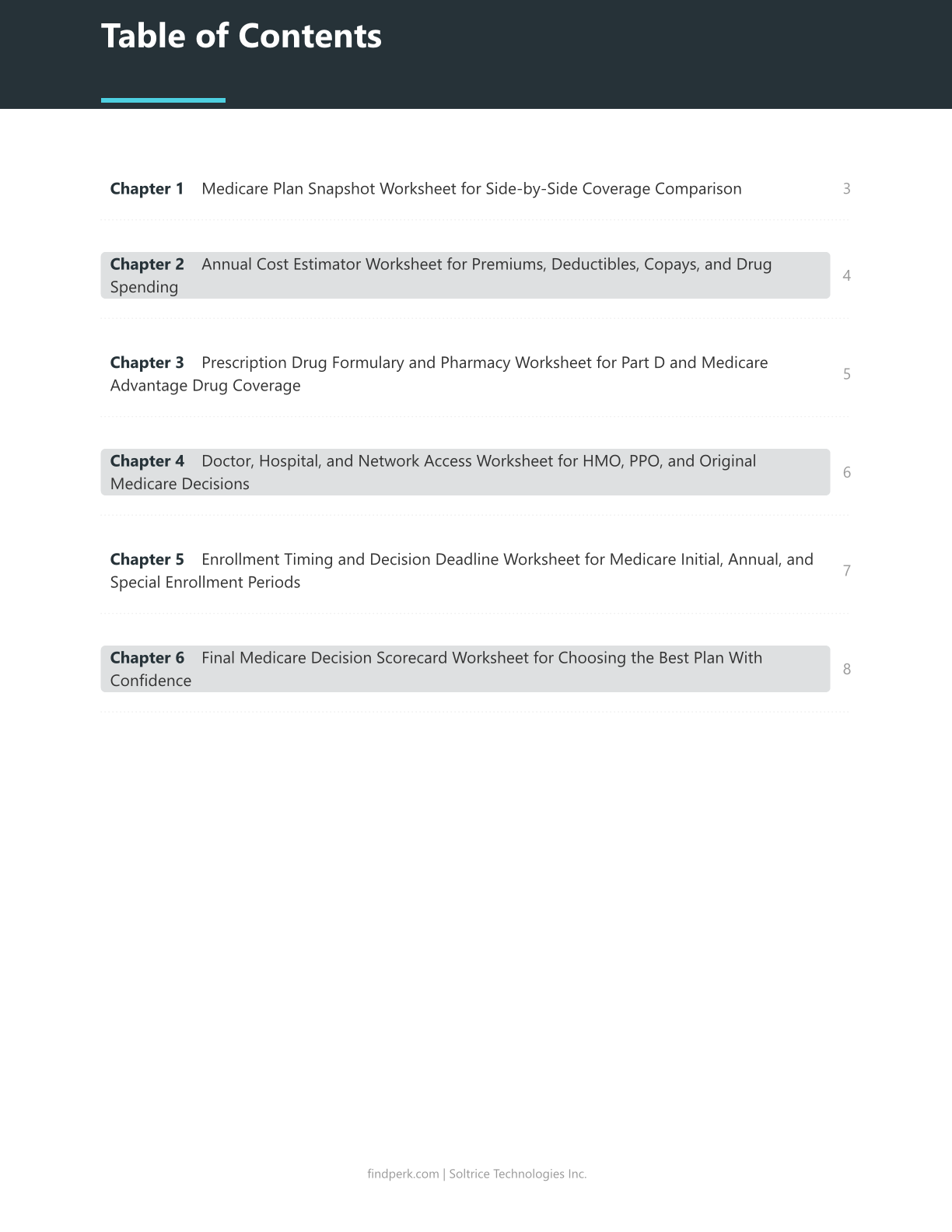 Medicare and Insurance Comparison Worksheet