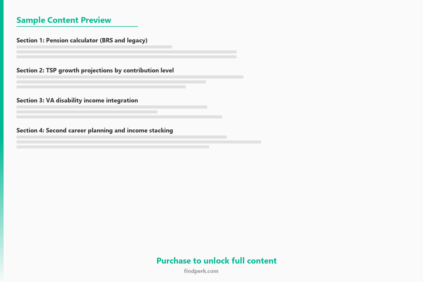 Military Retirement Financial Planning Workbook - 20-Year Wealth Strategy - Content Preview