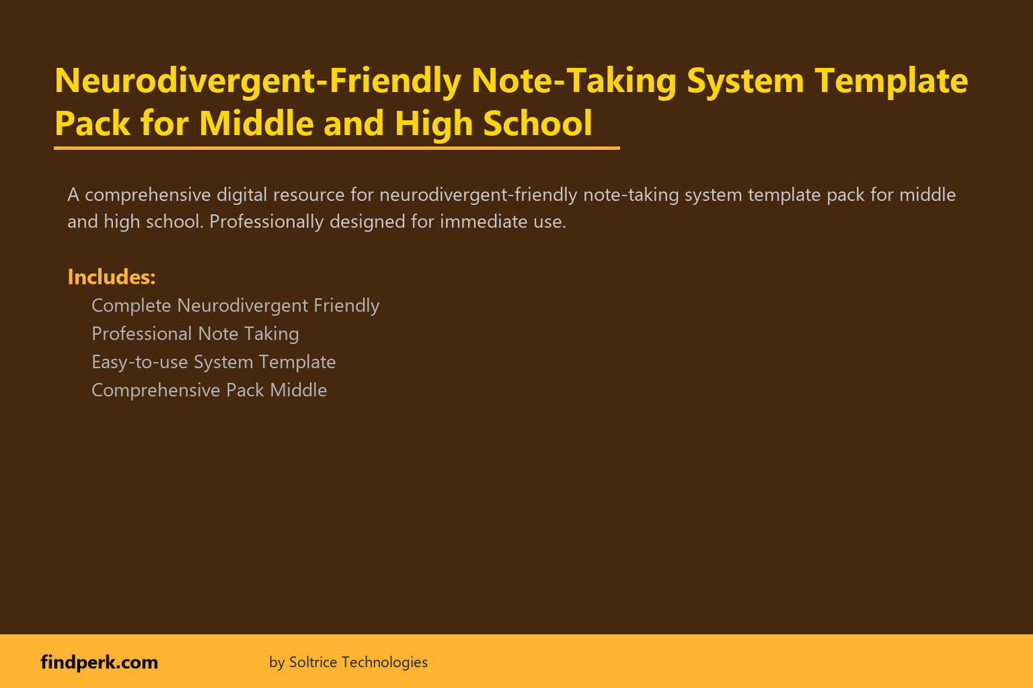 Neurodivergent-Friendly Note-Taking System Template Pack for Middle and High School