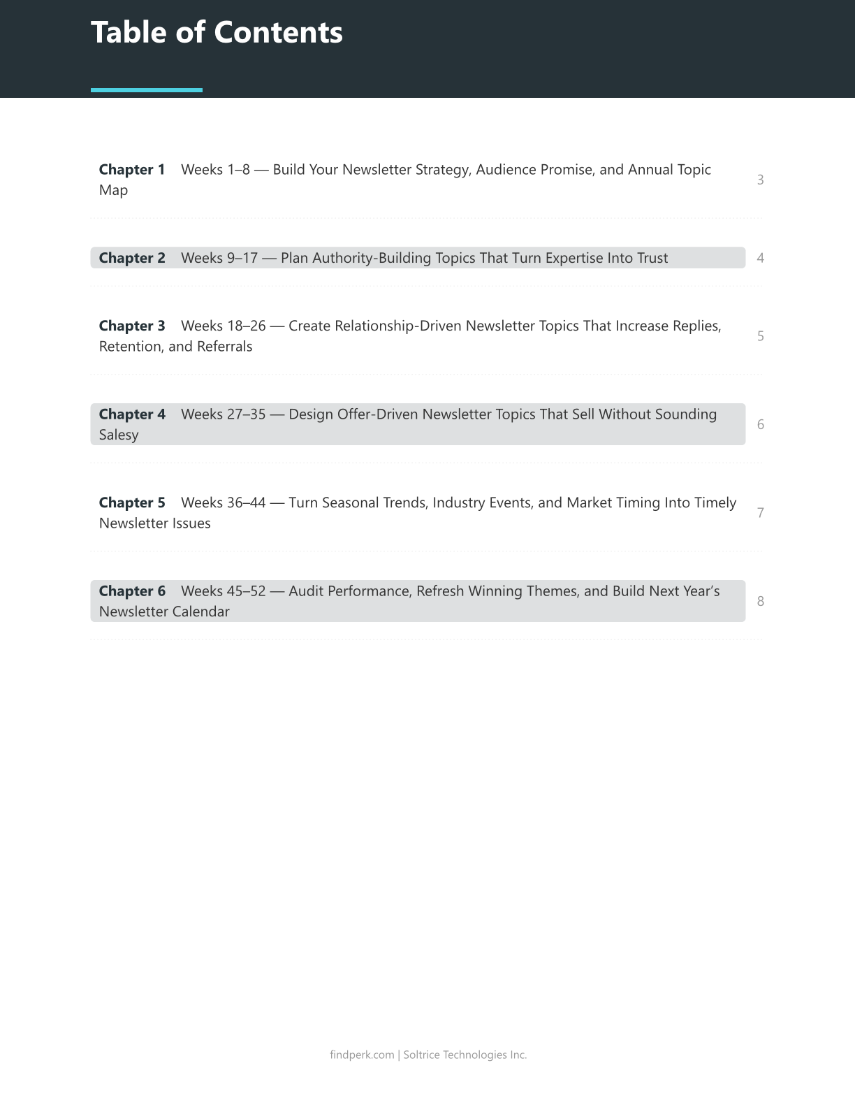 Newsletter Content Calendar 52 Week Topic Guide