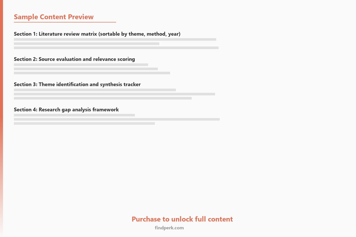 PhD Literature Review Matrix and Citation Manager - Research Organization System - Content Preview
