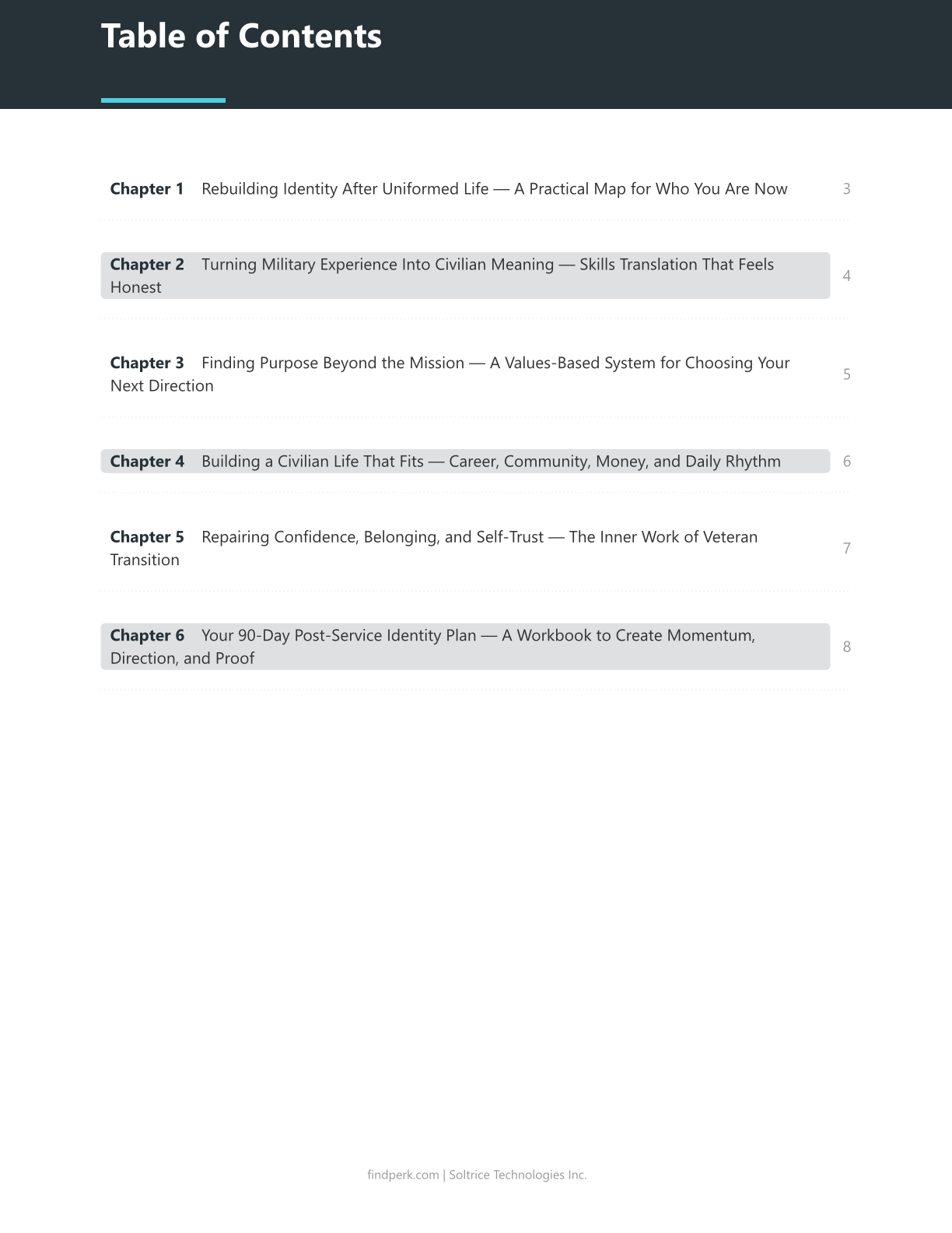 Post-Service Identity Workbook Finding Purpose - Veteran Transition Self-Discovery