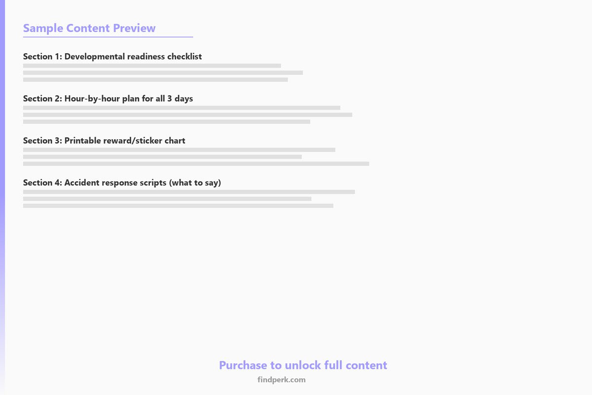 Potty Training Readiness Assessment and 3-Day Method Planner with Reward Chart - Content Preview