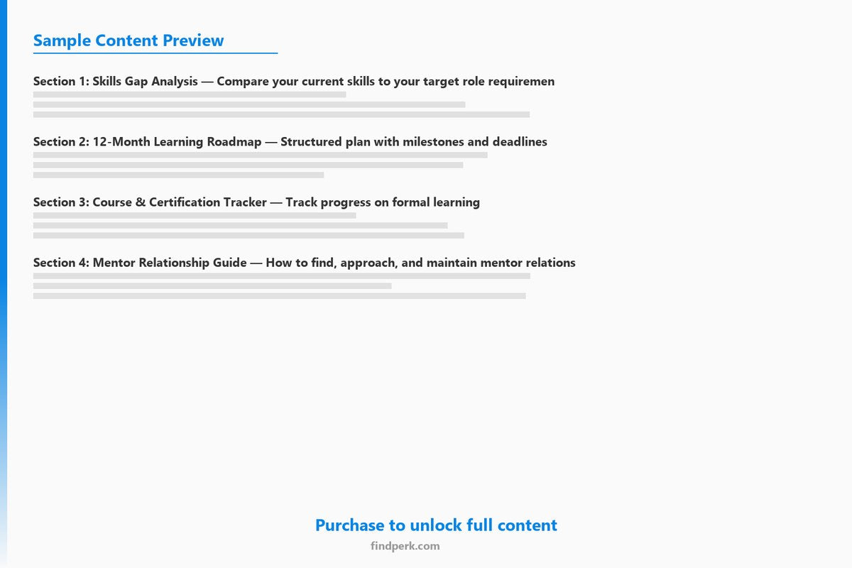 Professional Development Plan - Skills Gap Analysis, Learning Roadmap & Career Growth Tracker - Content Preview
