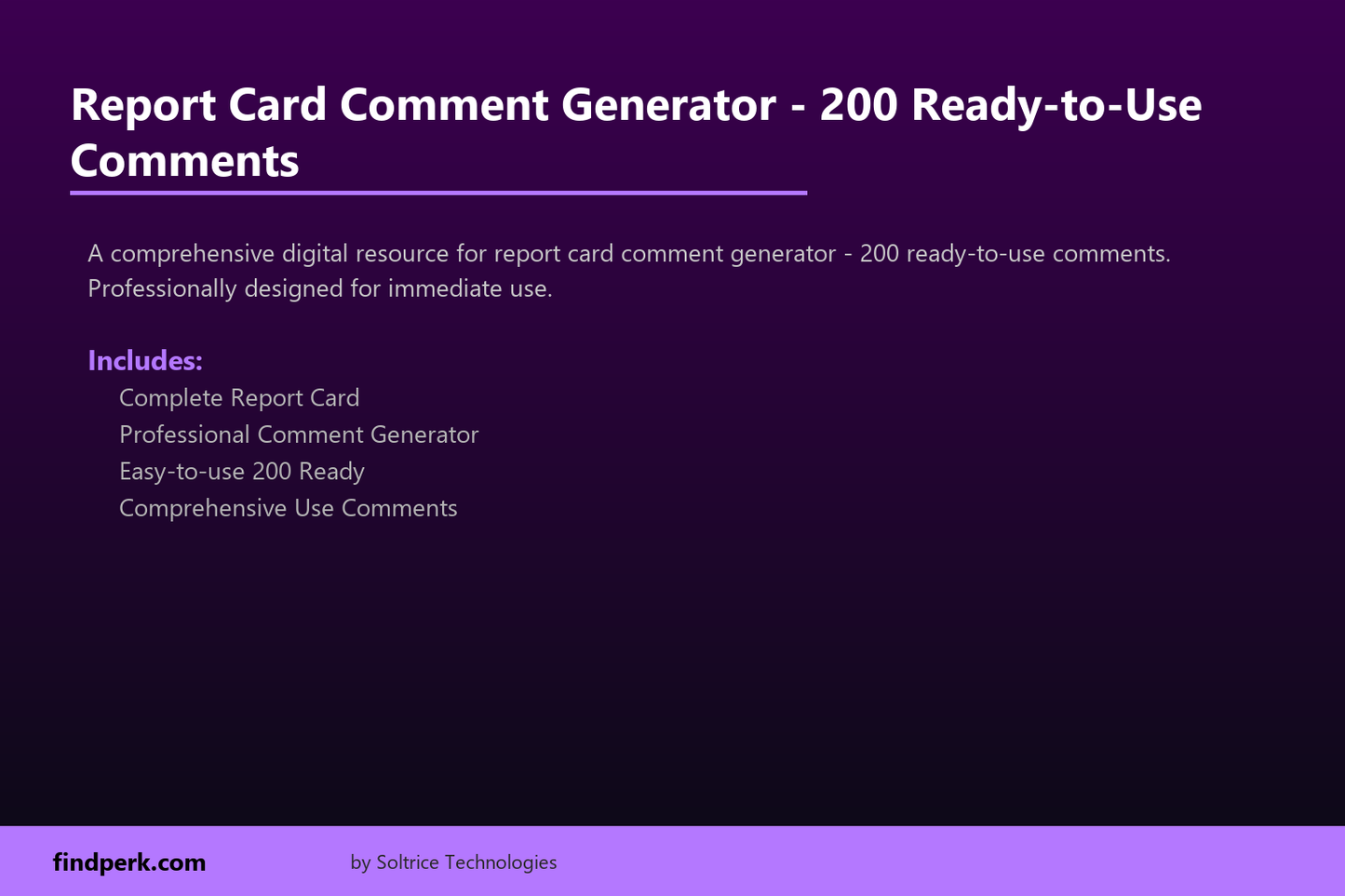 Report Card Comment Generator - 200 Ready-to-Use Comments