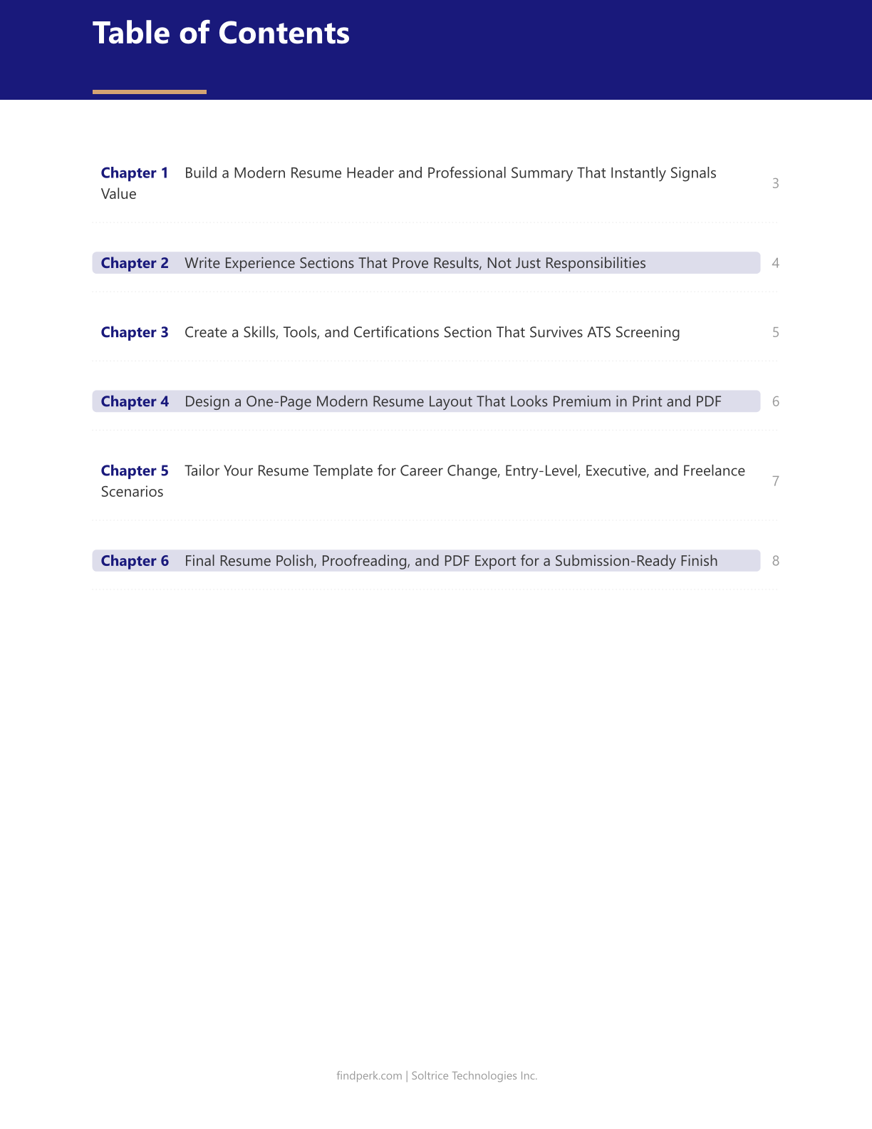 Resume Template Modern β Printable PDF