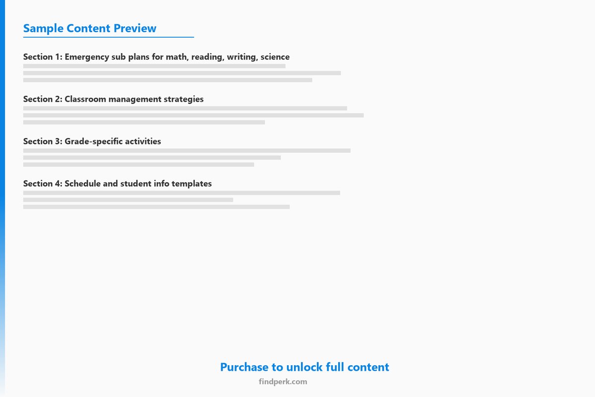 Substitute Teacher Survival Kit - Emergency Plans & Activities (K-8) - Content Preview
