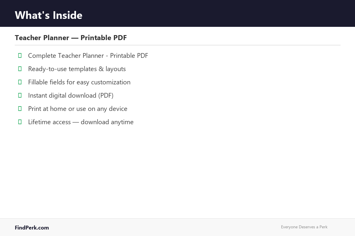 Teacher Planner β Printable PDF
