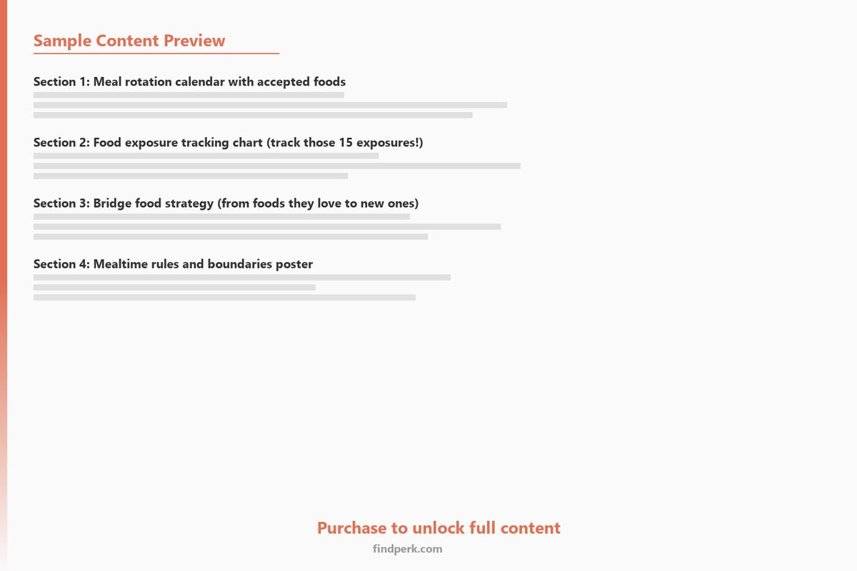 Toddler Picky Eater Meal Rotation Planner with Exposure Tracking Chart - Content Preview