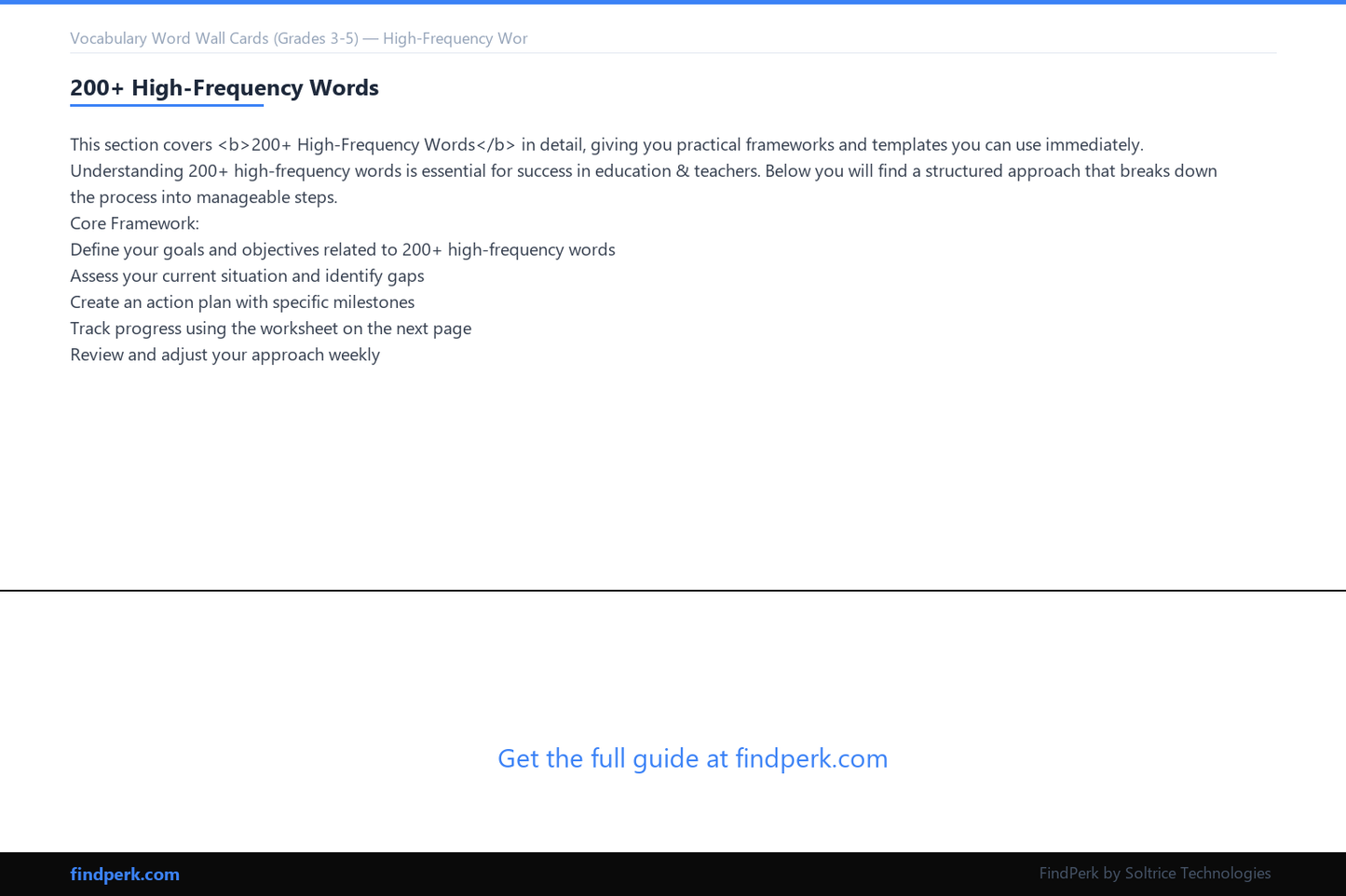 Vocabulary Word Wall Cards (Grades 3-5) — High-Frequency Words, Definitions & Context Sentences