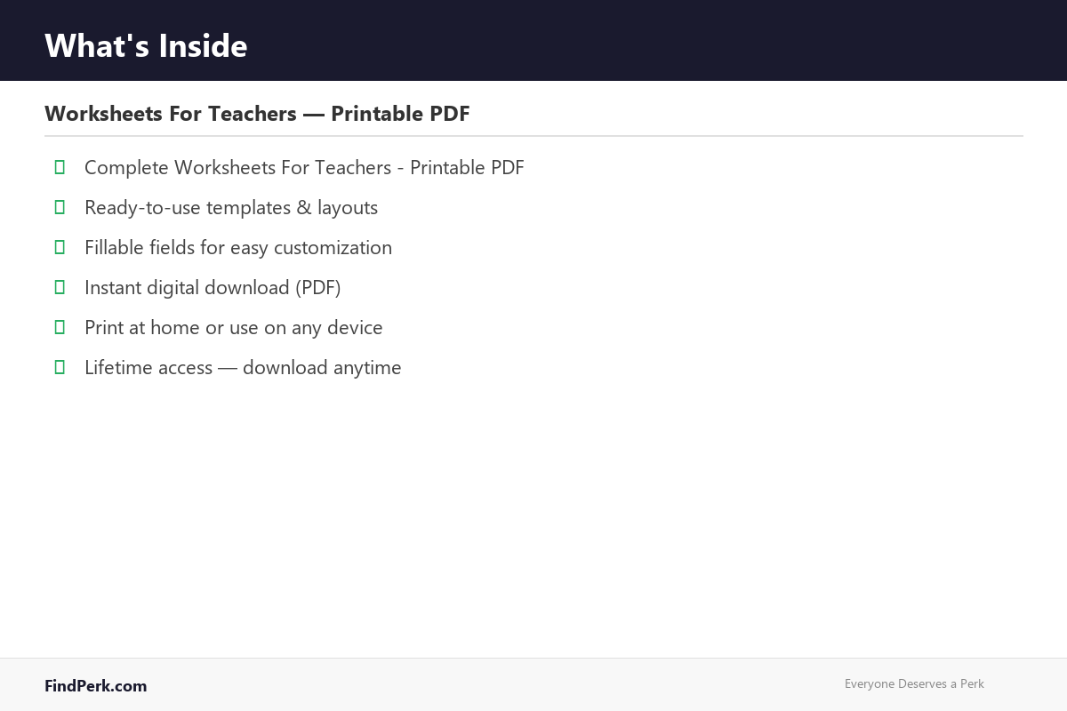 Worksheets For Teachers β Printable PDF