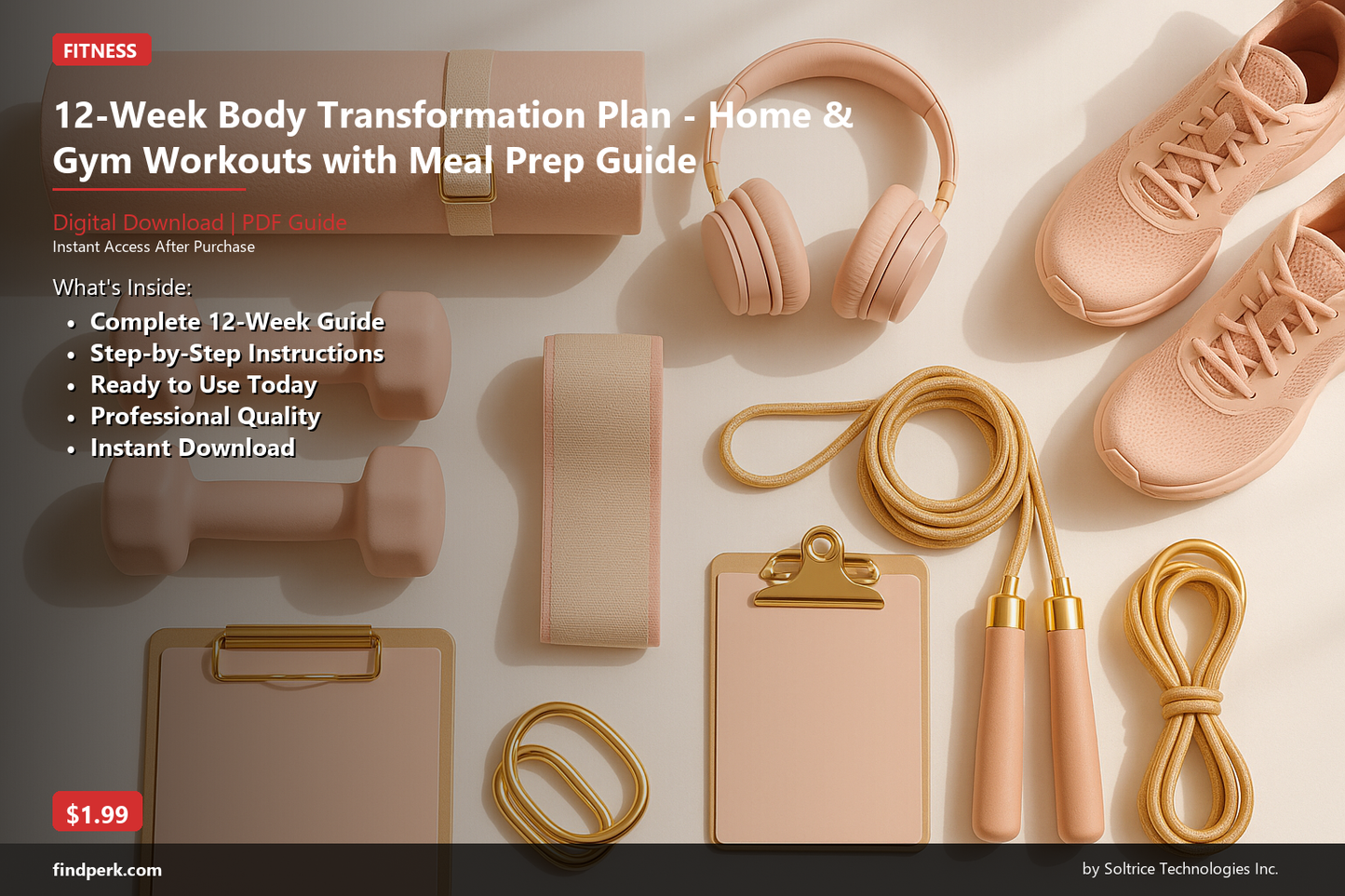 12-Week Body Transformation Plan - Home & Gym Workouts with Meal Prep Guide