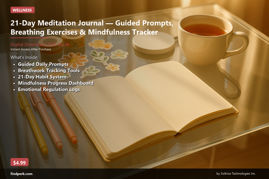 21-Day Meditation Journal — Guided Prompts, Breathing Exercises & Mindfulness Tracker