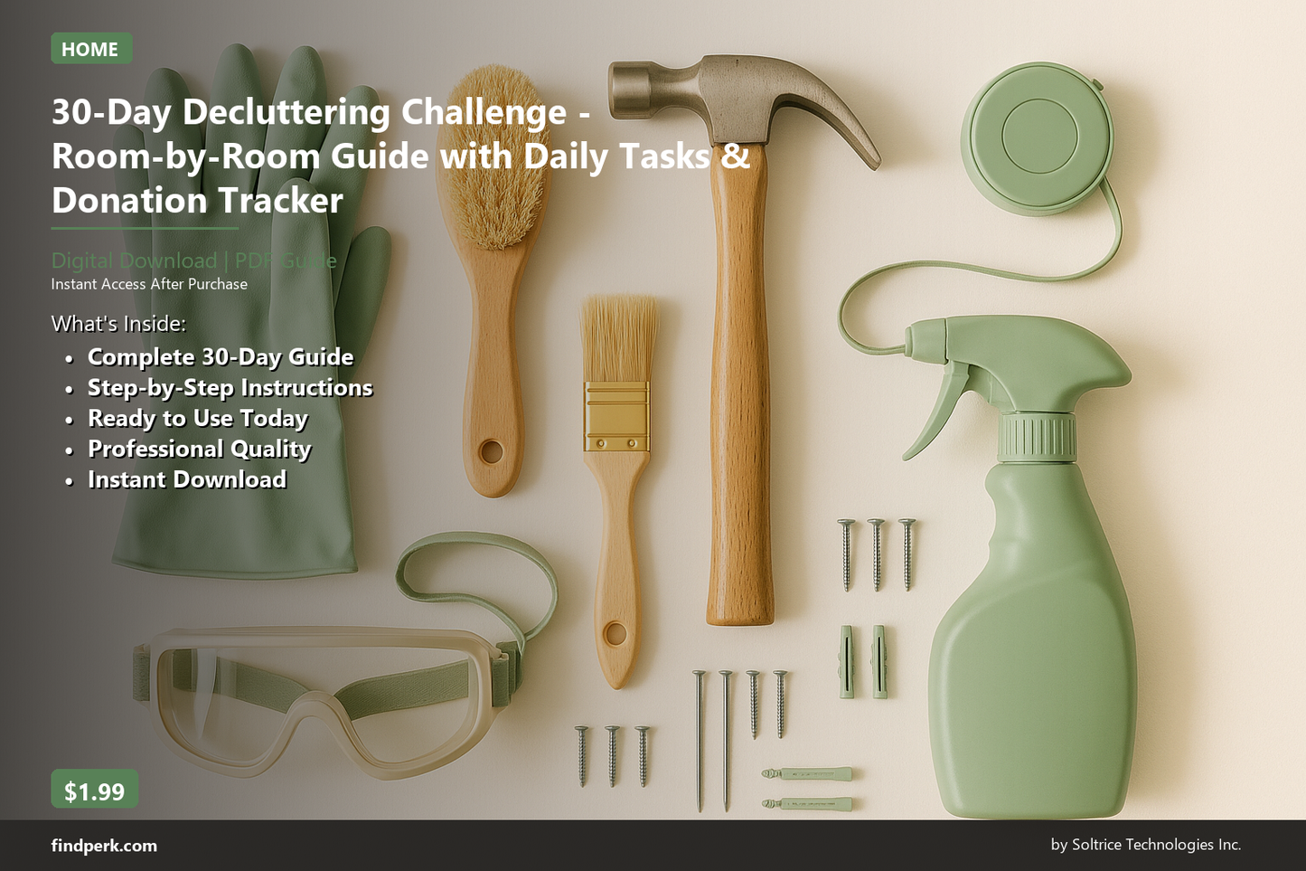 30-Day Decluttering Challenge - Room-by-Room Guide with Daily Tasks & Donation Tracker