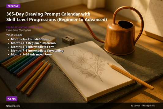 365-Day Drawing Prompt Calendar with Skill-Level Progressions (Beginner to Advanced)