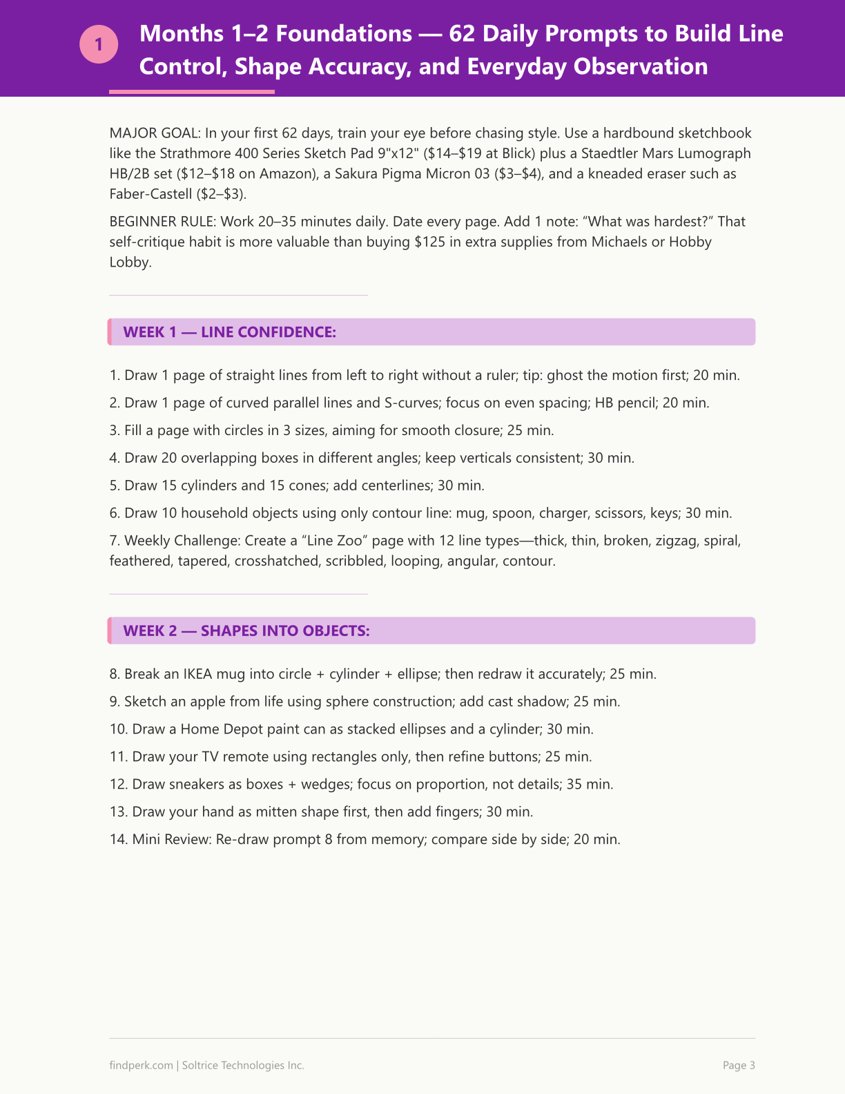 365-Day Drawing Prompt Calendar with Skill-Level Progressions (Beginner to Advanced)