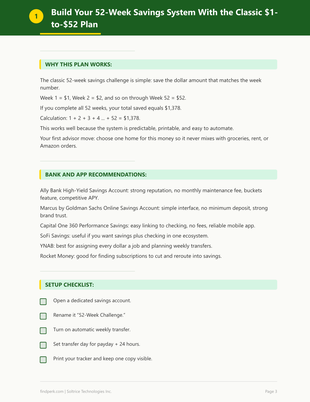 52 Week Savings Challenge Printable Money Plan