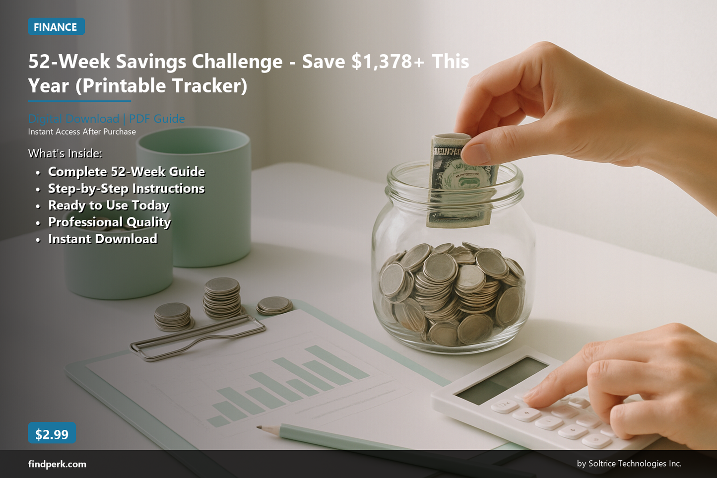 52-Week Savings Challenge - Save $1,378+ This Year (Printable Tracker)