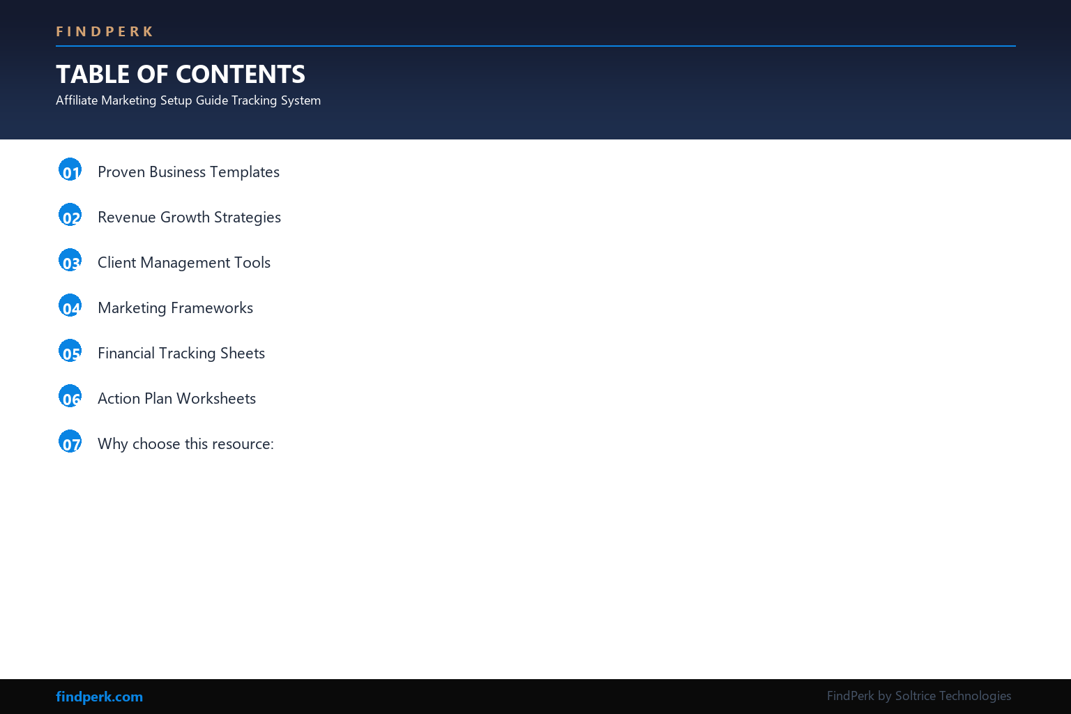 Affiliate Marketing Setup Guide Tracking System - Table of Contents