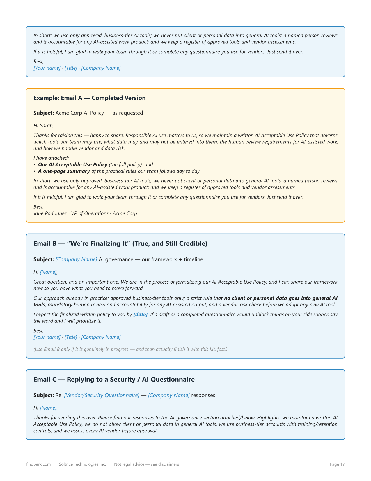 AI Policy & Governance Starter Kit - Editable AI Policy for Small Business