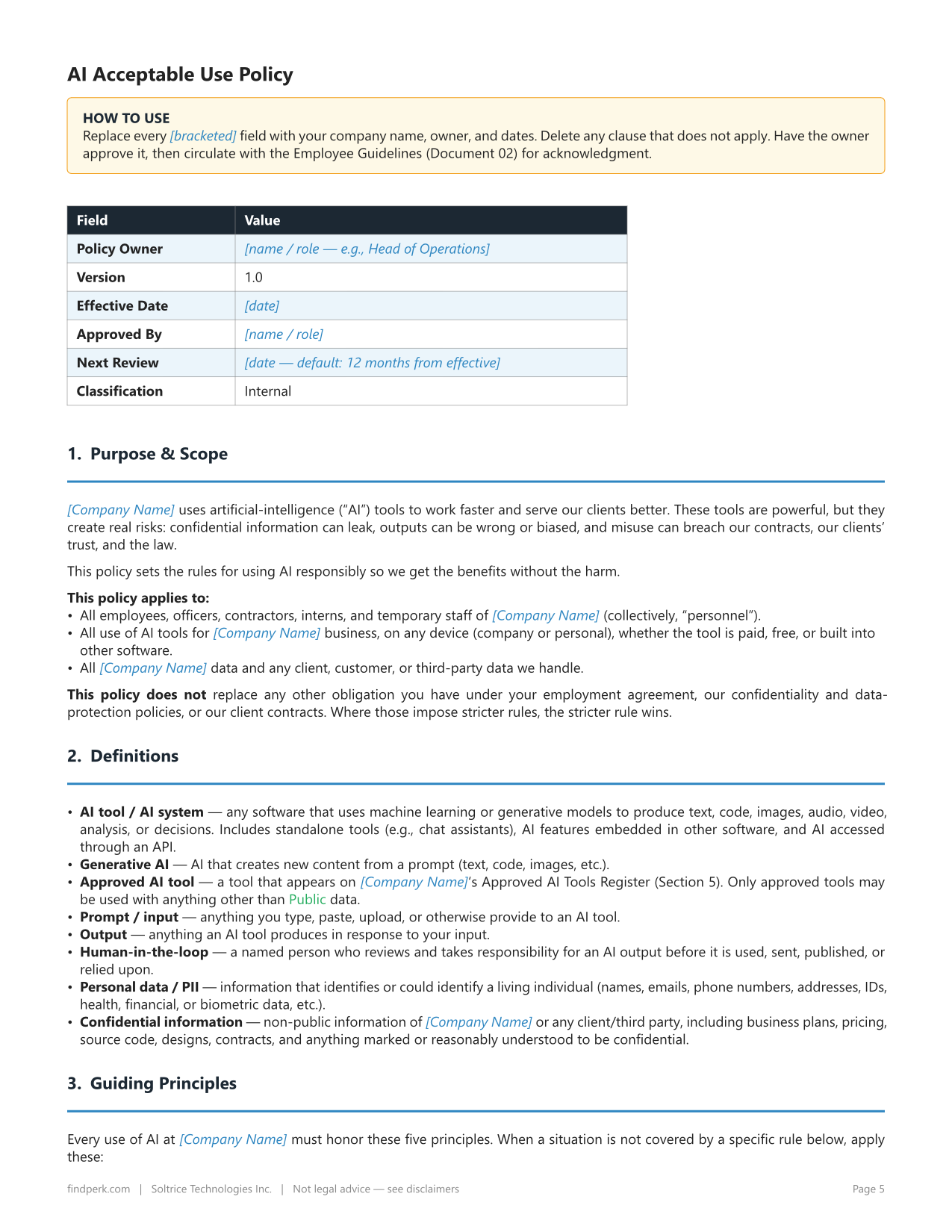 AI Policy & Governance Starter Kit - Editable AI Policy for Small Business