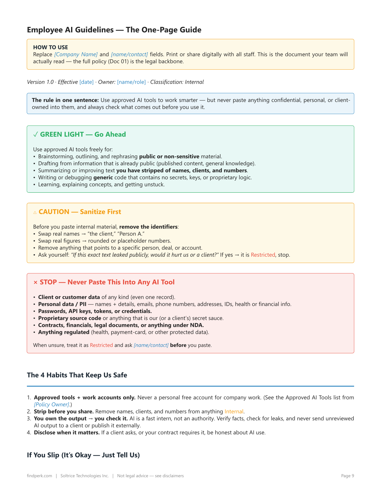 AI Policy & Governance Starter Kit - Editable AI Policy for Small Business