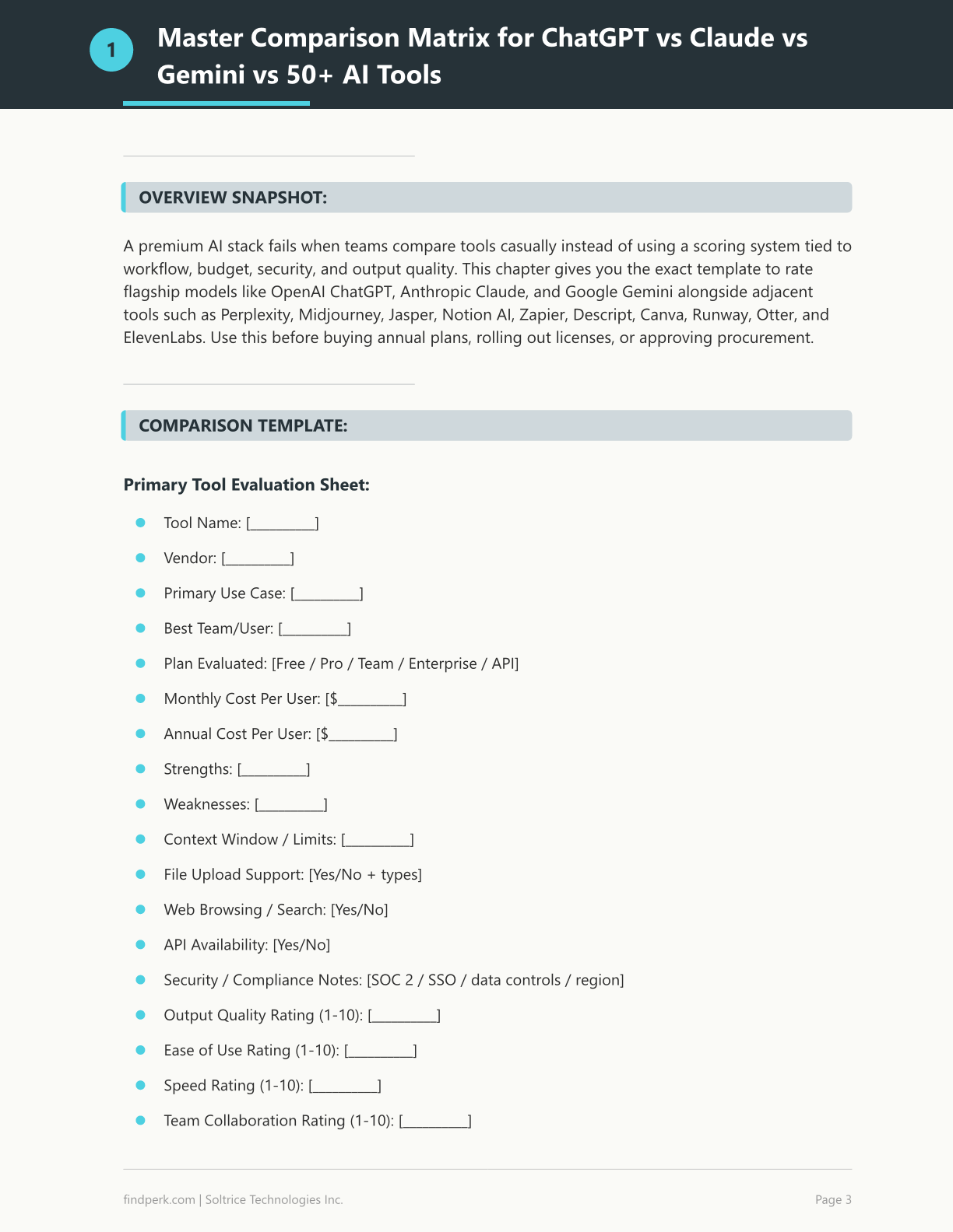 AI Tool Stack Comparison Template - ChatGPT vs Claude vs Gemini & 50+ AI Tools Rated