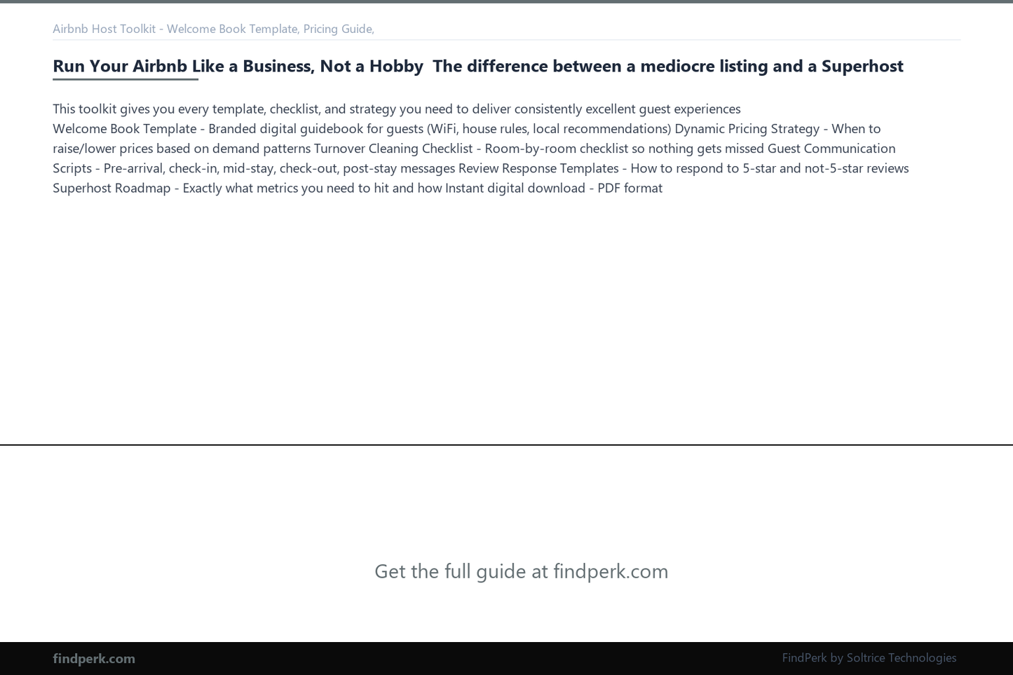 Airbnb Host Toolkit - Welcome Book Template, Pricing Guide, Cleaning Checklists & Review Strategy - Content Preview