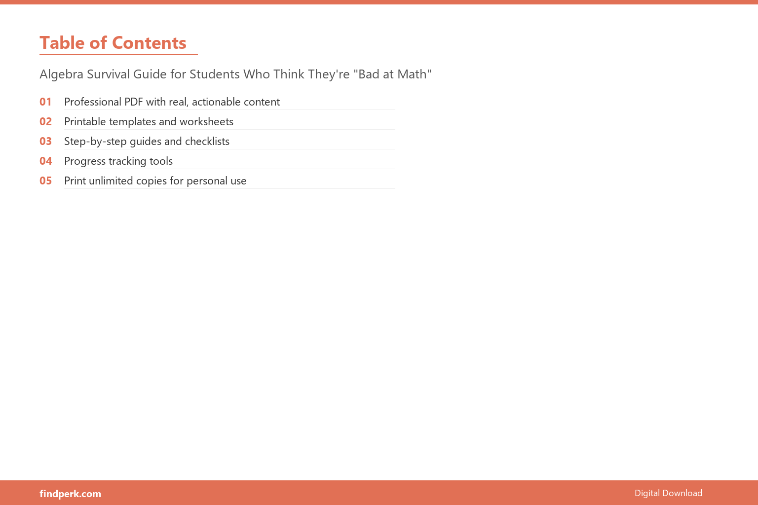 Algebra Survival Guide for Students Who Think They're "Bad at Math" - Table of Contents