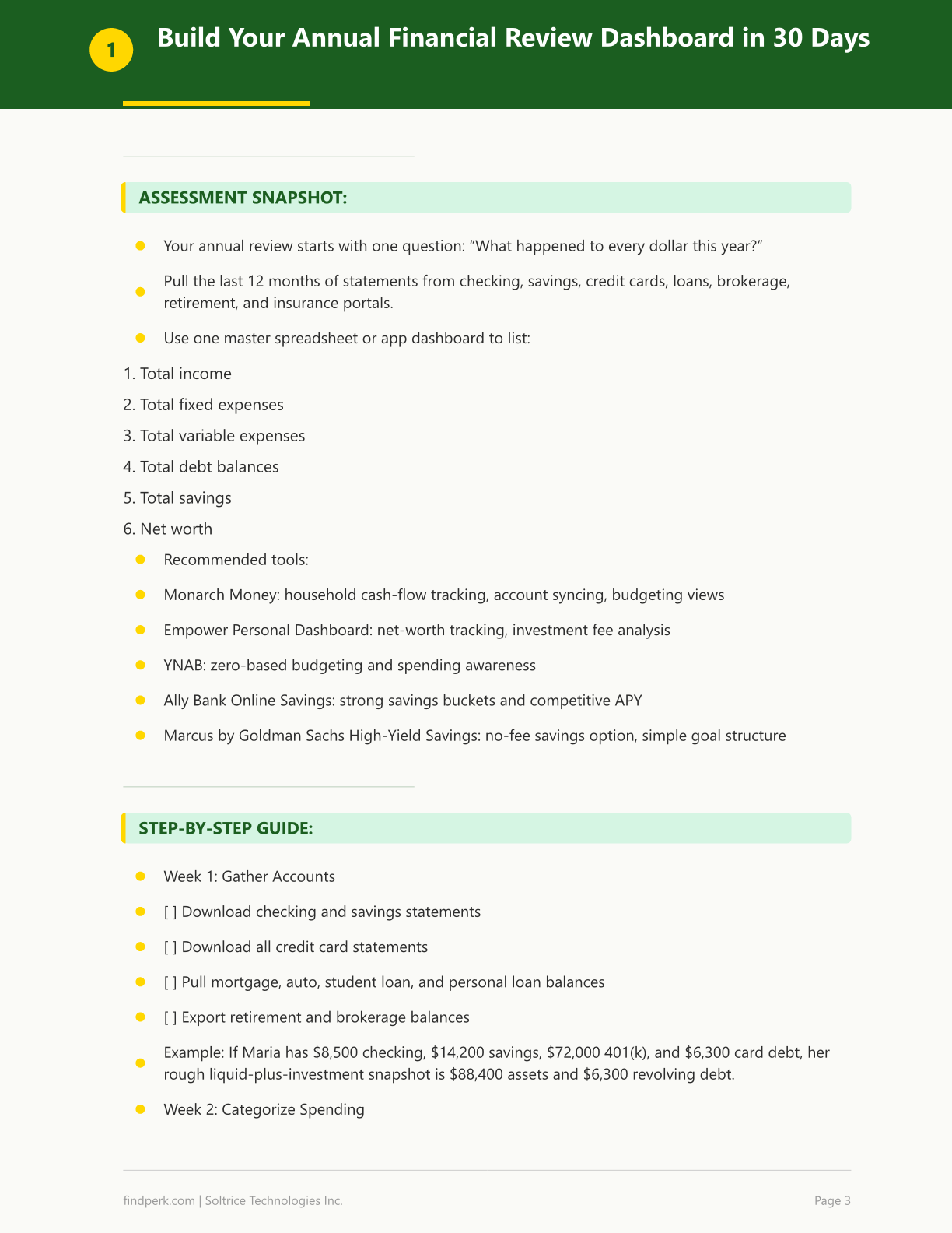 Annual Financial Review Checklist and Planning Guide