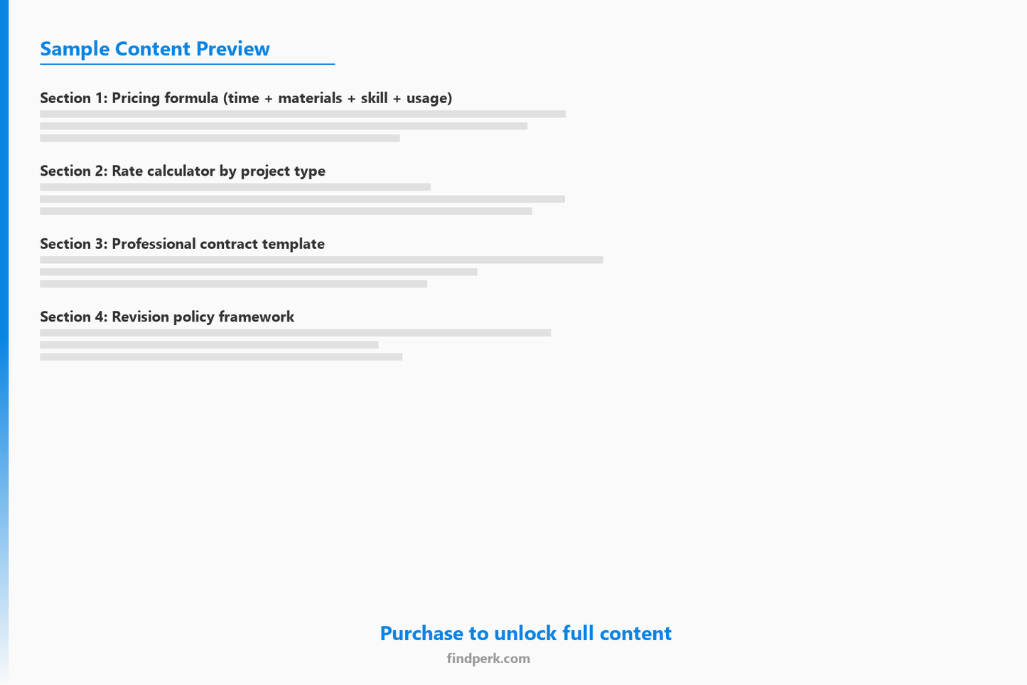 Art Commission Pricing Calculator with Contract Template and Revision Policy - Content Preview