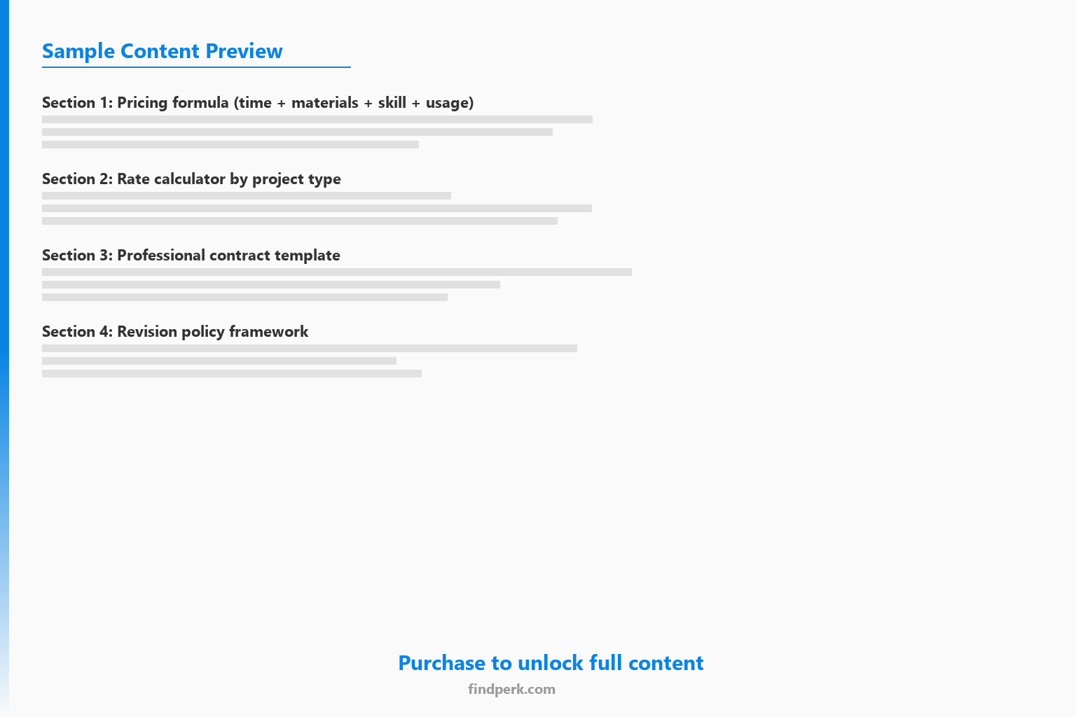Art Commission Pricing Calculator with Contract Template and Revision Policy - Content Preview