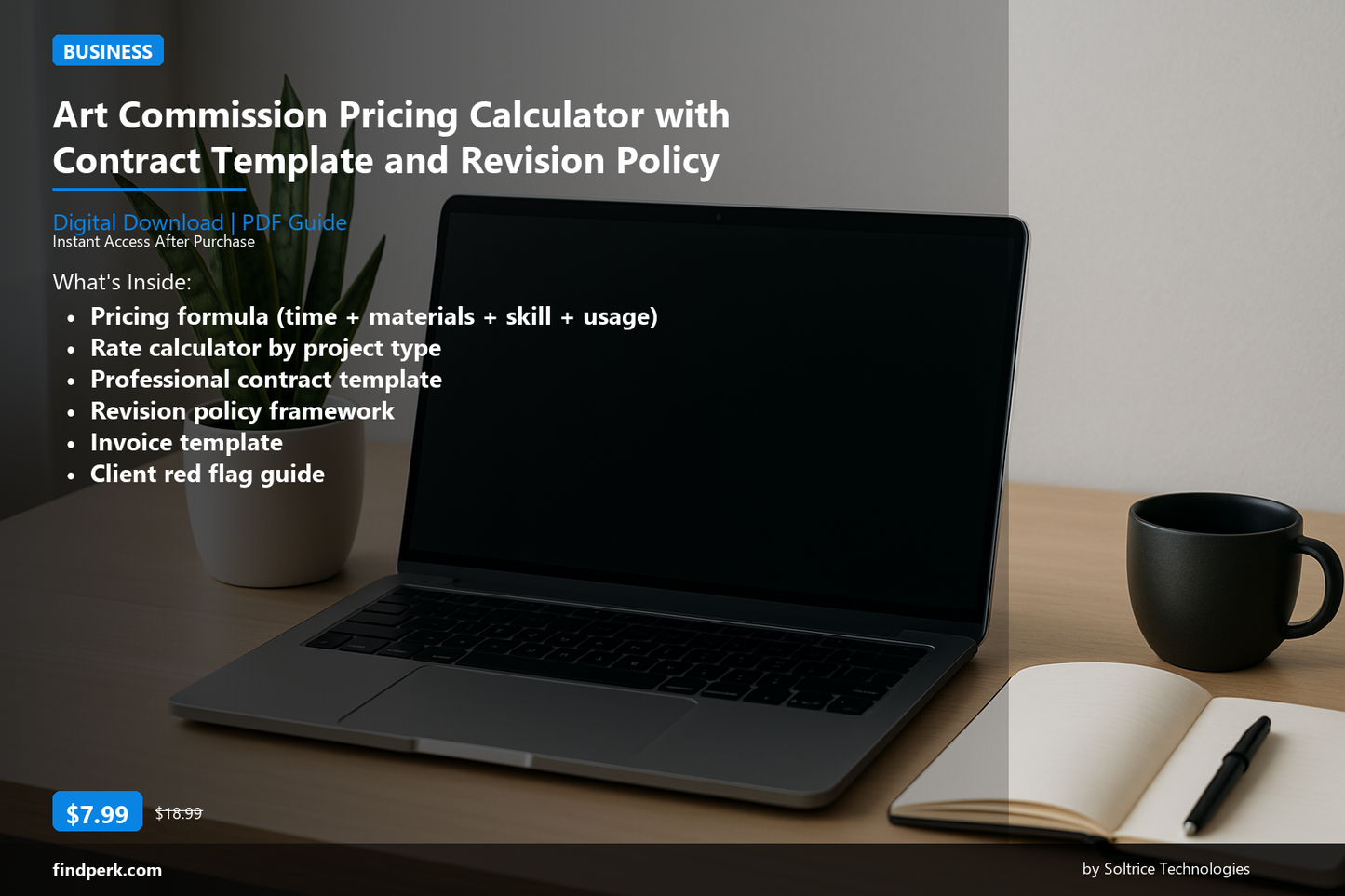 Art Commission Pricing Calculator with Contract Template and Revision Policy - Cover