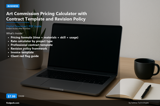 Art Commission Pricing Calculator with Contract Template and Revision Policy - Cover