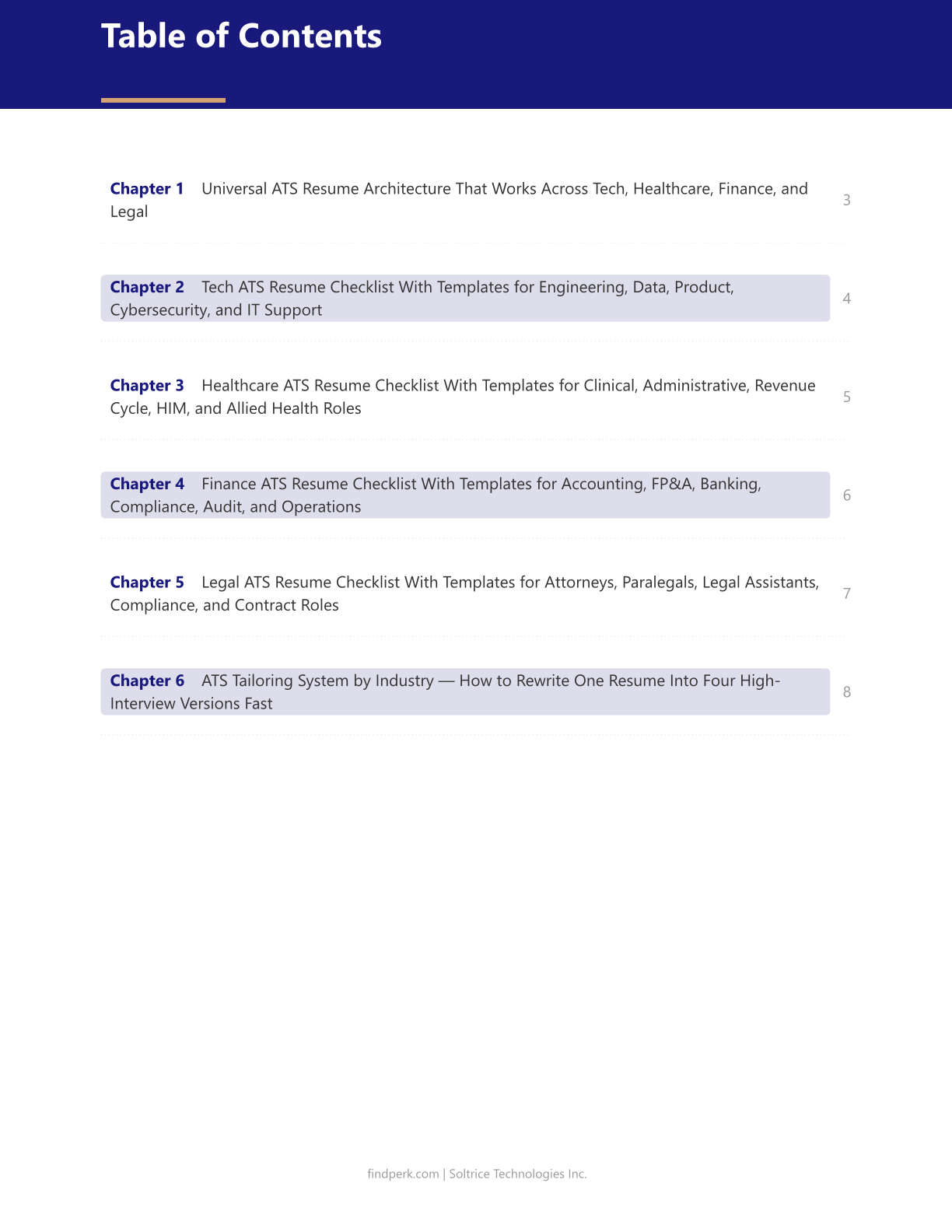 ATS Resume Checklist by Industry - Tech Healthcare Finance Legal