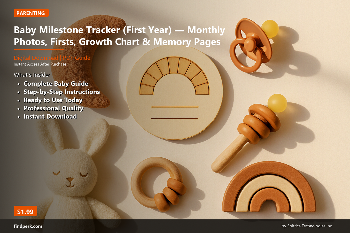 Baby Milestone Tracker (First Year) — Monthly Photos, Firsts, Growth Chart & Memory Pages