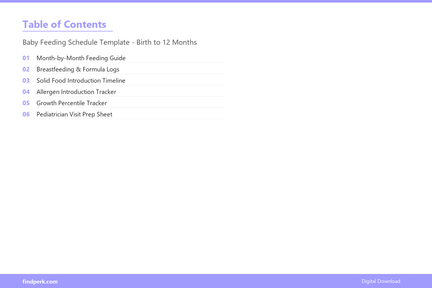 Baby Feeding Schedule Template - Birth to 12 Months